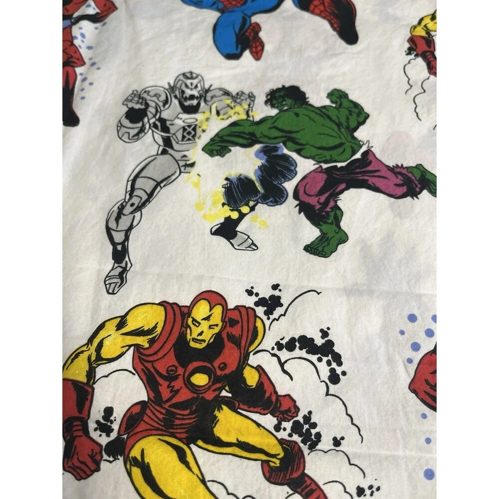 Pottery Barn Kids Marvel Avengers Flat Sheet Only 100% Cotton Queen Size